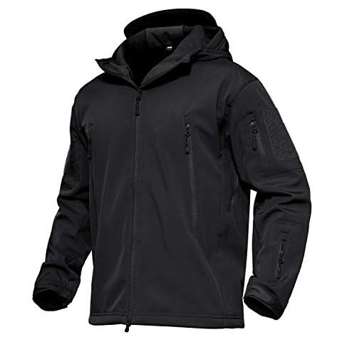 KEFITEVD Men's Tactical Softshell Jacket Fleece Lining Hunting Jackets Windbreaker Coat Black(Size: New M (Tag L)) Cover