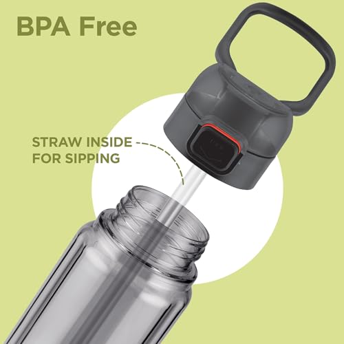 Image of MILTON Aston 700 BPA & BPS-Free Water Bottle 700 ml| Food-Grade Plastic | One-Click Open | Leak-Proof | Sip & Gulp Lid I Ideal for Office, School, College, Gym, Grey