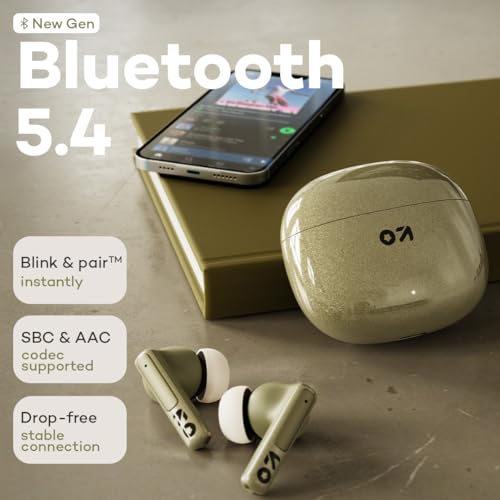 Image of GOBOULT W60 with 60H Playtime, Zen Quad Mic ENC, 50ms Xtreme Low Latency, Made in India, Type-C Fast Charging, 13mm Driver, IPX5 Combat Gaming Mode,TWS Ear Buds Wireless (Green)