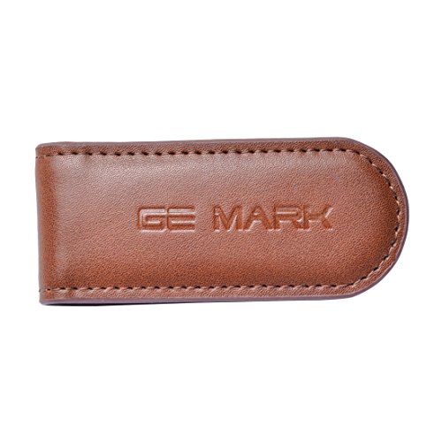Ge Mark Leather Money Clip - Strong Magnets Holds 30 Banknotes - For Men - Cash & Card - Gift Box (Brown) #TOP1