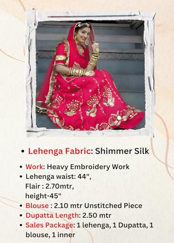 Image of Heavy Embroidery Work Semi Stitched Shimmer Silk Designer Rajputi Poshak For Women Rajasthani Lehenga Choli