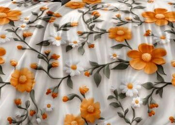 Image of DECOR2ADMIRE 300 TC Premium 7D Print Super King Size Cotton Bedsheet Set with 2 Pillow Covers | Ultra Soft 108 inch x 108 inch | Elegant Floral Designs (Amber Blossom)