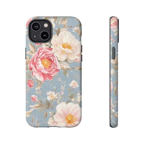 Coque rigide mate iPhone 14 Plus motif floral rose anti-rayures pour votre écran