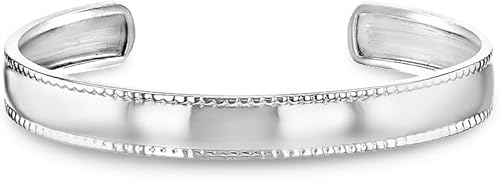 Brazalete clásico de plata de ley 925 para bebés y niños pequeños, delicado brazalete con borde seguro y liso para bebés, bebés y niños pequeños,