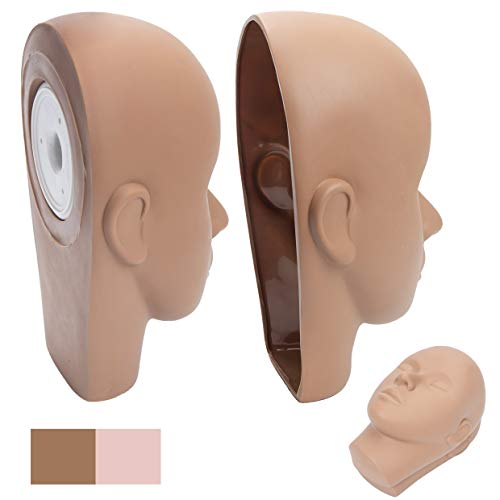 BHD BEAUTY Eyelash Practice Head with Replacement Mask Brown Color PVC Makeup Training Mannequin for Cosmetology