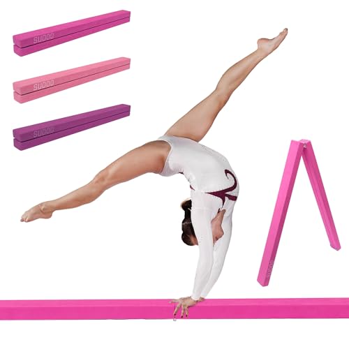 240CM/270CM Folding Gymnastics Balance Beam, Kids Training Beam, Faux Suede, Anti-Slip Base, Gymnastics Training Balance Beam for Home Gym Training Exercise Sports (240cm,rose red)