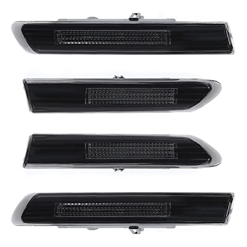 Kuafu Side Marker Light Compatible With 2004-2008 Honda Acura Tl Base Models Side Marker Lamps Reflectors Front Rear 4Pcs White Led - Smoke Lens+ White Led #TOP1