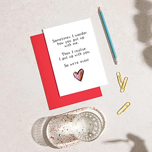 We Put up with Each Other! Funny Wedding Anniversary Card - Birthday Cards for Him - Birthday Cards for her - Witty Card for Husband - Banter Card for Wife - A5 - View 8