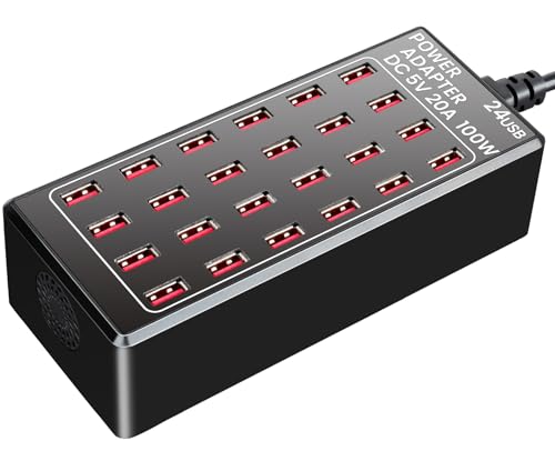 24-Port 100W USB Charging Station for Multiple Devices