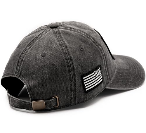 MASHBILL American Flag Baseball Cap - Super Soft Distressed Grey Dad Hat for Men Women - Adjustable Fit with Embroidered USA Patches - One Size Fits Most