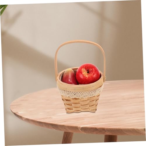 OFFSCH 2pcs Portable Basket Wicker Woven Basket Willow Wedding Basket Woven Picnic Basket Small Floral Basket Wedding Basket Farmhouse Wedding Basket Candy Basket Rattan