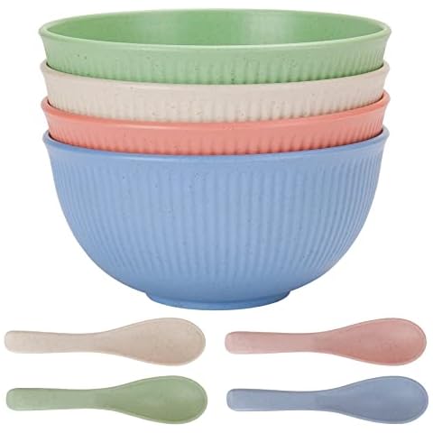 Juego de 8 Cuencos y Cucharas para Cereales de Plástico Irrompible Cover