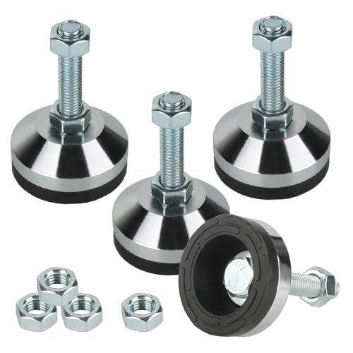 WUEIBUZUDAO Heavy Duty Leveling feet,Machine Leveling feet 2.36" Dia Base,Leg Leveler M12 Thread, 1300 Lb Capacity,Capacity for Machine,Workbench, Cabinet,More （ D60xM12xH50,4 Pack,Black）