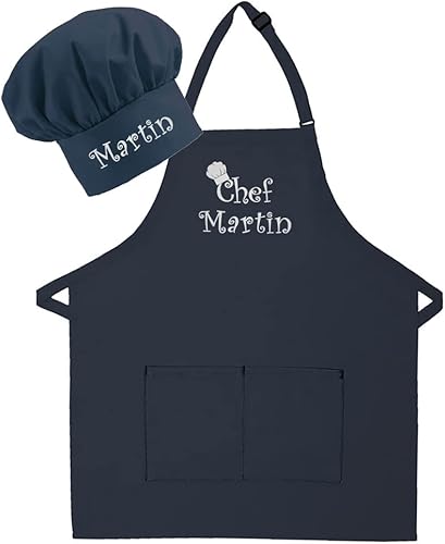 Miniatura 10 de THE APRONPLACE Juego de delantales y sombreros para adultos con cualquier nombre para hombres, mujeres, cocina, hornear, barbacoa