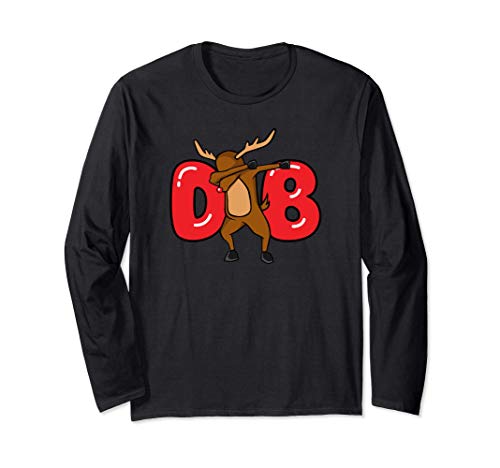 Dabbing Christmas Reindeer Funny Xmas Gift Maglia a Manica