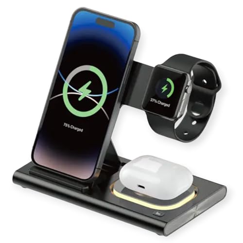 3-in-1 Foldable Wireless Charging Station for iPhone, Apple Watch & AirPods – Fast Charger for iPhone 15/14/13/12/11/X/Pro Max, Apple Devices Charger Dock.
