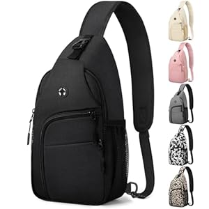 Crossbody Bags for Women Man Waterproof Sling Bag Backpack Trendy Casual Cross Body Bag with Convertible Shoulder Strap Chest Bag for Camping Hiking Travel Essentials (Black, Medium )