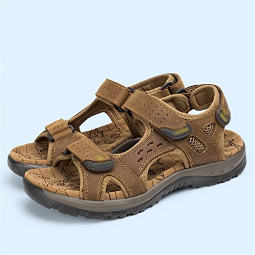 Leisure Men Shoes Beach Sandals Genuine Leather Sandals Soft Large Size Men's Sandals(41)3