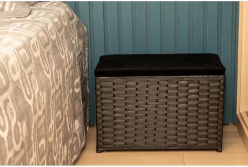 Puff Baú Organizador 80 Litros Assento Suede Fibra Sintética Quar...