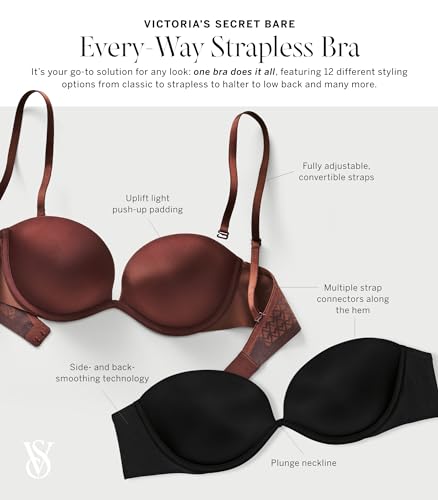 Victoria's Secret Women's Everyway Low Back Clear Strap Push Up Strapless Bra, Bras for Women (32B-38DD)4