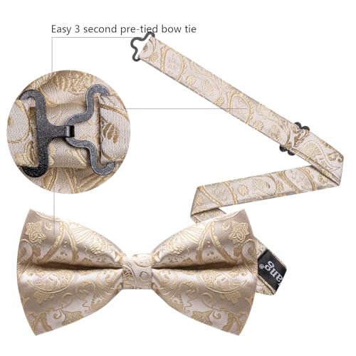Image of YOHOWA Mens Bow Tie Set Paisley Coloful Pre-tied Bowties Adjustable with Handkerchief Cufflinks Wedding Prom Party