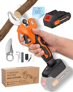 Akku-Astschere 30 mm Schnittdurchmesser, Elektrische Gartenschere mit 2000mAh Akku, SK5 Stahl Klinge Japan, Antihaft Beschichtung für Frische Äste & Zweige-Geschenke für Männer Papa Frauen Weihnachten