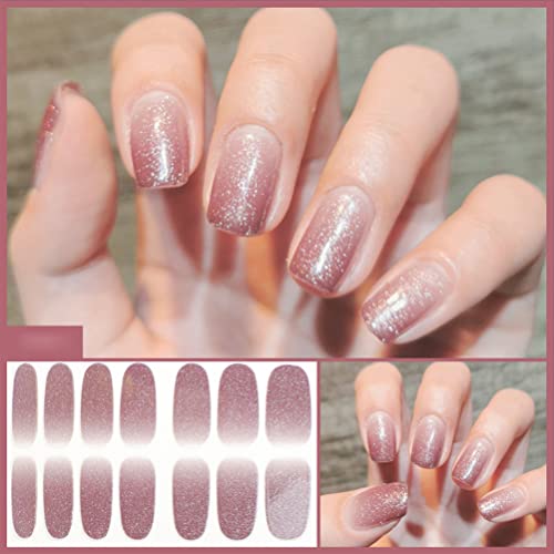 Thin Semi-Cured Gel Nail Strips, Solid Color Nail Wraps Designs Stickers Manicure Kits Nail Art Designs For Women Girls 8 Sheets #TOP6