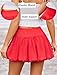 Women Bubble Skirt Short Summer Skirts Casual Mini Skirt Boho High Waisted Skirts Going Out Party Skirt Red M