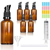 CafullCon 6 Stück Leer Glasflaschen Braun, 100ml Bernsteinfarbene Glas-Lotion-Flaschen, Nachfüllbar Lotionspender Braunglas Flasche mit Pumpe für Aromatherapie, ätherische Öle, Creme, Kosmetik
