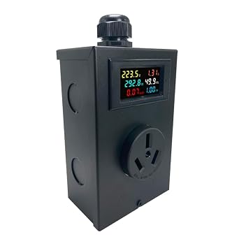 10-50 Outlet Meter Box Installation Kit Assembly Required for Custom Application w/Box, Recepticle, LCD Meter, Screws, Cable Gland 110-240v Ampmeter, Voltmeter, Monitor Energy Usage