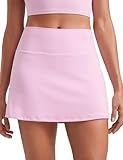 CRZ YOGA Butterluxe High Waisted Tennis Skirts for Women - Mini Lined A Line Golf Casual Skort with Inner Pockets Vita Pink Medium