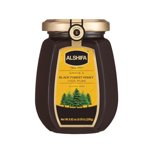 ALSHIFA Black Forest Honey 8.81oz (250g) | Pack of 1 | Mono-floral Honey | Unique Taste Sweetener | No Added Sugar | Glass Bottle