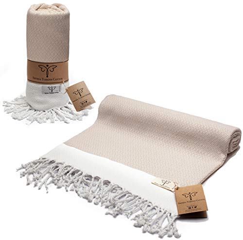 Smyrna Original Turkish Beach Towel Cotton, Prewashed, 37 x 71 Inches | Peshtemal