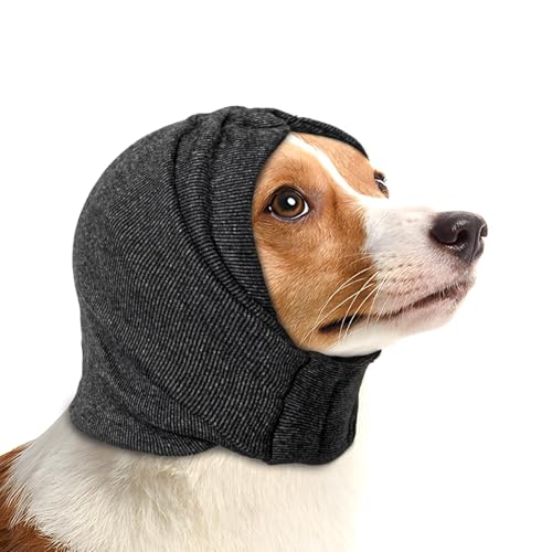 Image of NACOCO Dog Calming Hoodie Adjustable - Anti-Slip Hematomas Noise No Shake Head Wrap Ear Covers Muffs for Dogs Anxiety Relief Noise Canceling Protection Fireworks Grooming Medium (Grey,M)