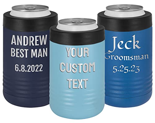 Personalized Stainless Steel Engraved Insulated Beverage Holder Customized Can Cooler 4-In-1 With Custom Name Text – Wedding, Birthday, Corporate Gift (Light Blue) #TOP1