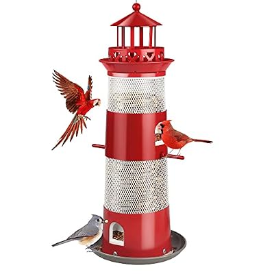Decflow Bird Feeders for Outdoors Hanging, Metal Mesh Wild Bird Feeder for Outside Bird, 4 lbs Large Capacity Bird Seed Feeder for Finch Cardinal, Small Birds