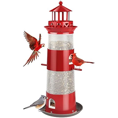 Decflow Bird Feeders for Outdoors Hanging, Metal Mesh Wild Bird Feeder for Outside Bird, 4 lbs Large Capacity Bird Seed Feeder for Finch Cardinal, Small Birds Cover