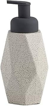 Soap Dispenser - Bathroom Countertop Pump Bottles, Ceramic Lotion Bottle Bathroom Refillable Matte Diamond Foaming Pump Soap Dispenser with Golden Matte Pump for Kitchen CountertopBeige
