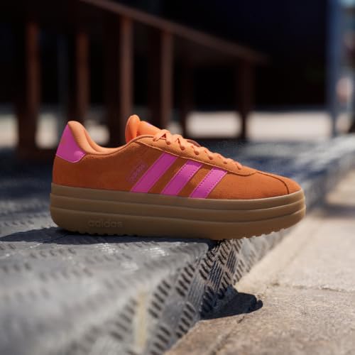 Image of adidas Womens Vl Court Bold Lace Up Sneakers Shoes Casual - Pink