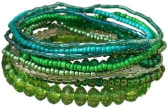 CaForiah Bohemian Multilayer Stackable Seed Beaded Bracelets Crystal Glass Pearl