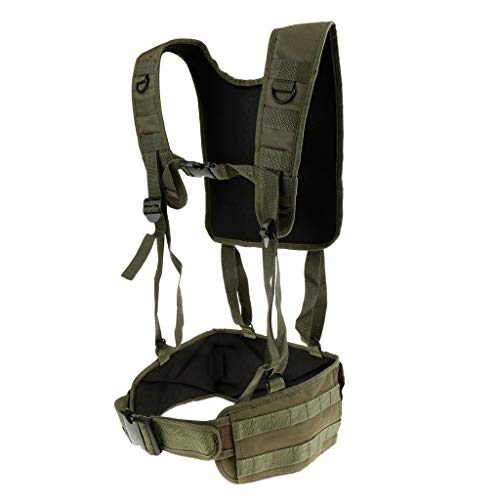 Inzopo Molle Combat Vest with Battle Belt Hunting Harness Plate Carrier Chest Rig Army Green