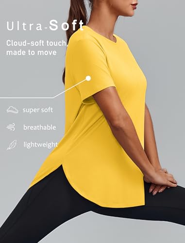 Image of PINSPARK Workout Tops for Women Short Sleeve Athletic Shirts UPF 50+ Quick Dry Running Outfits for Exercise Gym Hiking S-3XL