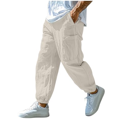 Men's Loose Pants Elastic Waist Drawstring Active Pants Casual Fashion Solid Color Breathable Pocket Trousers