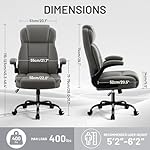 AreShark Ergonomic Office Chair with High Back Headrest, PU Leather Executive Desk Chair - Padded Flip-Up Armrests, Lumbar Support, Swivel Computer Chair for Home Office & Gaming, Gray - Image 3