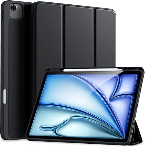 Image of TechTrendz for iPad Air 13 inch Cover M3 /M2 (2025 /2024), iPad Pro 12.9 Inch (6th /5th /4th Gen) Case with Pencil Holder, Smart Cover with Protective Trifold Stand, Auto Wake /Sleep - Black