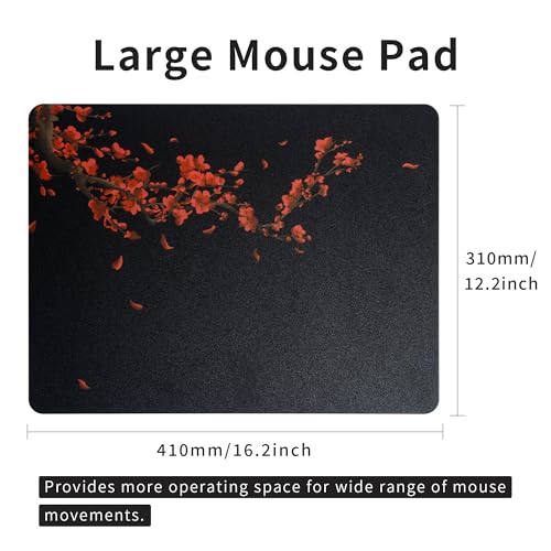 Image of XVX Glass Gaming Mousepad, Black Plum Blossoms Hard Mouse Pads for Gaming, Professional Large Mouse Mat 16.2 inch x 12.2 inch, Special Glass Surface with Improved Precision and Speed