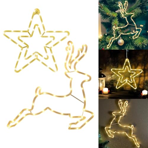 Image of Daniel James LED Christmas Window Light – Warm White Large Star Hanging Silhouette Light - Battery Powered Light Up Novelty Xmas Decoration for Indoor Window, Wall or Door - Star