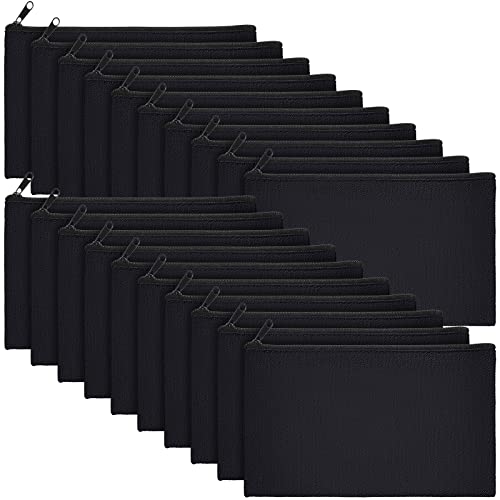 Image of Frienda 50 Pcs Canvas Zipper Pouch Bulk Gift Small Blank Pouch Makeup Bag Cosmetic Toiletry Bag Appreciation Gift for DIY Craft Projects Employee Coworkers Staff Team(Black)