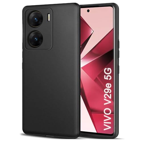 Image of TheGiftKart Sleek Back Cover Case for Vivo V29e 5G | Slim Fit Protective Design | Ultra Matte Finish | Camera Protection Bump | Soft Silicon Back Cover Case for Vivo V29e 5G (Black)