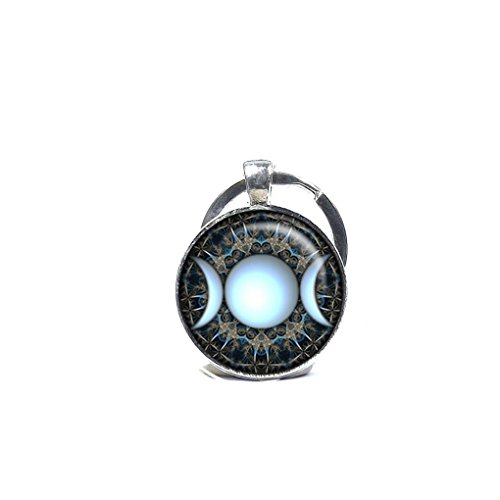 Diysetar Triple Goddess Keychain, Goddess Keyring, Goddess Keychain, Wiccan Jewelry, Pagan Keychain, Art Deco Key Ring, Moon Goddess Key Chain